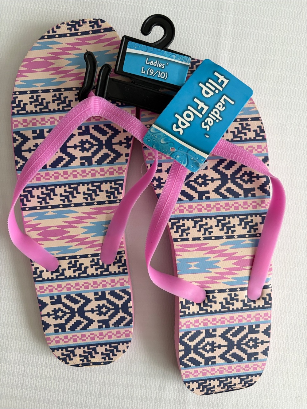 Pink Strap Aztec-Pattern Ladies Flip Flops